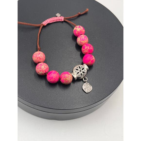 SILPADA 925 Sterling Silver Fuchsia Jasper "BEST TREND" Bracelet B2876 RETIRED - Picture 2 of 7